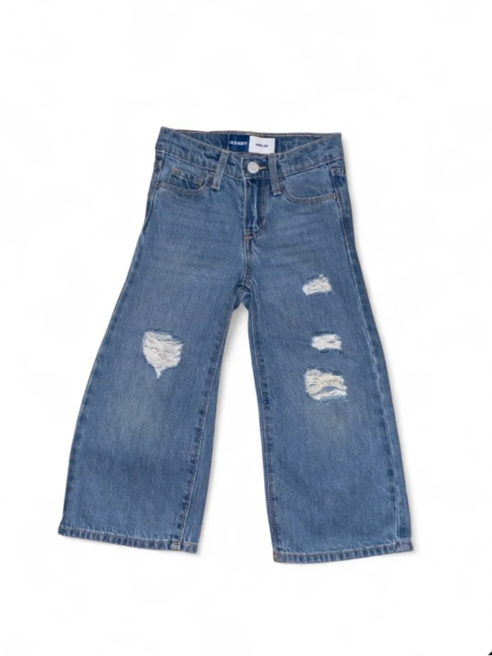 Old Navy Girls Distressed Wide-Leg Jeans - Blue
